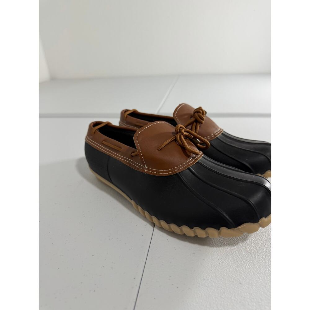 Duck Bean Boots Low Slip On Moccasin Style Black Brown Rubber Sole Size 8